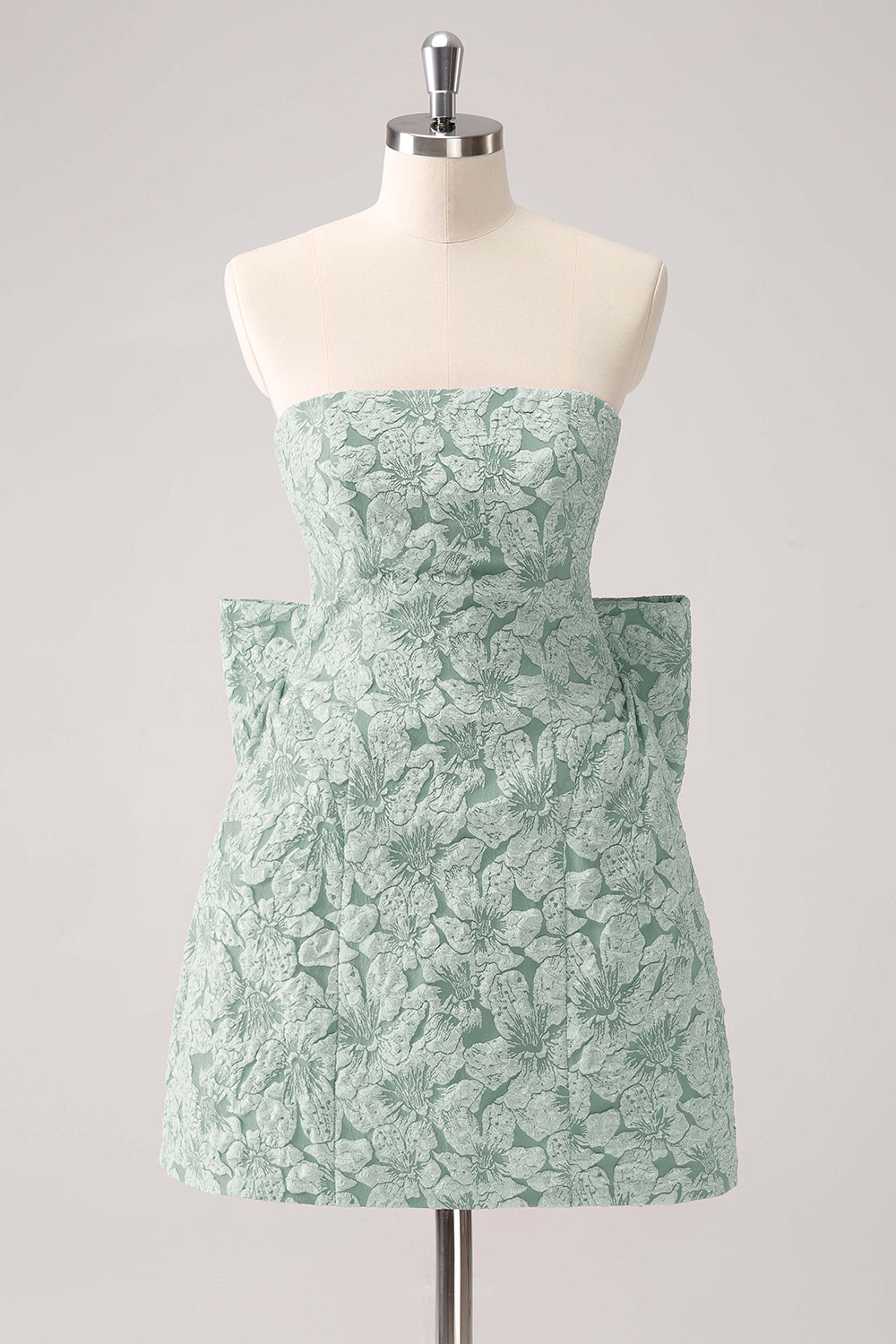 Light Yellow Strapless Floral A Line Homecoming Dress With Bow
