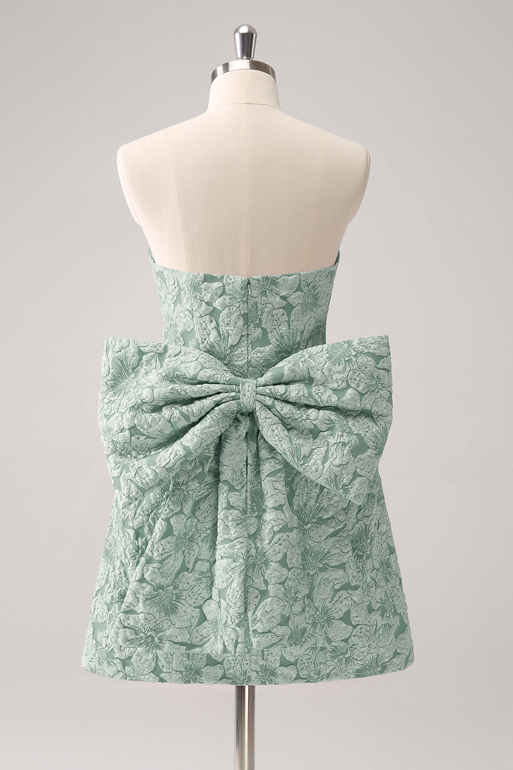 Light Yellow Strapless Floral A Line Homecoming Dress With Bow