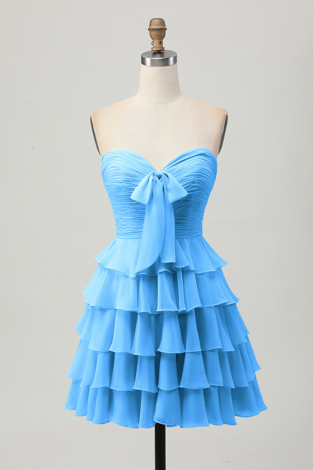 Light Yellow Strapless Tiered Ruffle A-Line Homecoming Dress