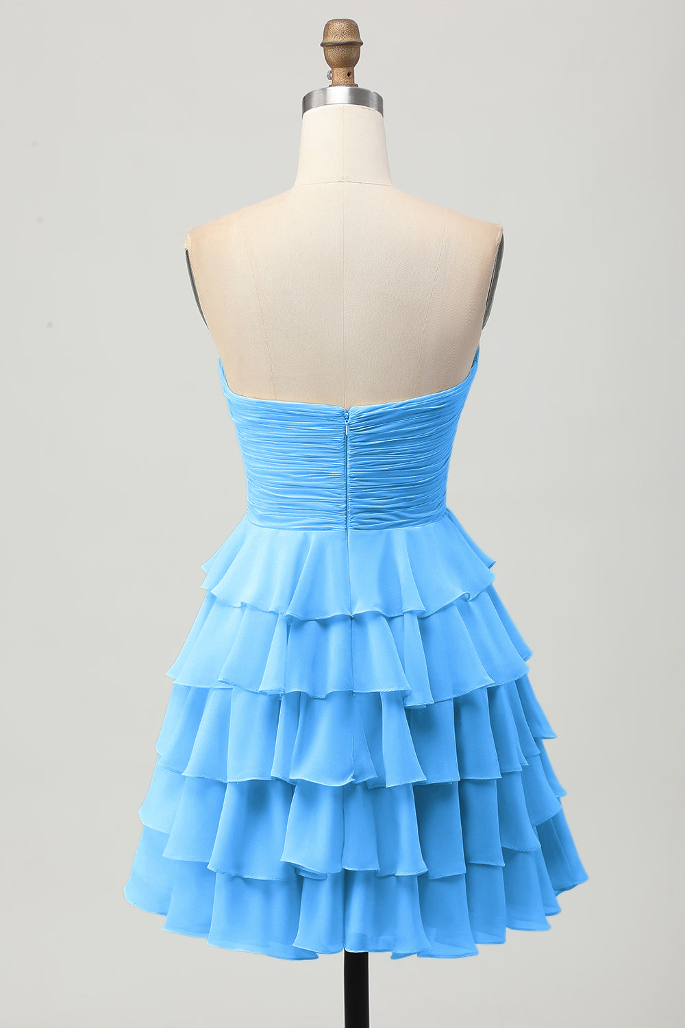 Light Yellow Strapless Tiered Ruffle A-Line Homecoming Dress