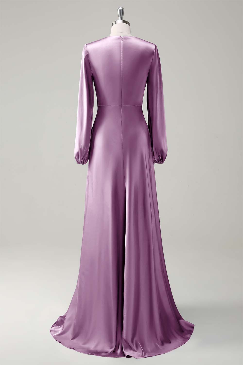 Modest Long Sleeve Round Neck Sage Bridesmaid Dress