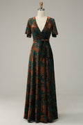 Burnout Velvet Dark Green Wedding Guest Dress