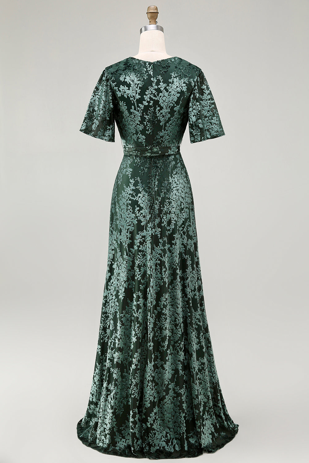 Burnout Velvet Dark Green Wedding Guest Dress