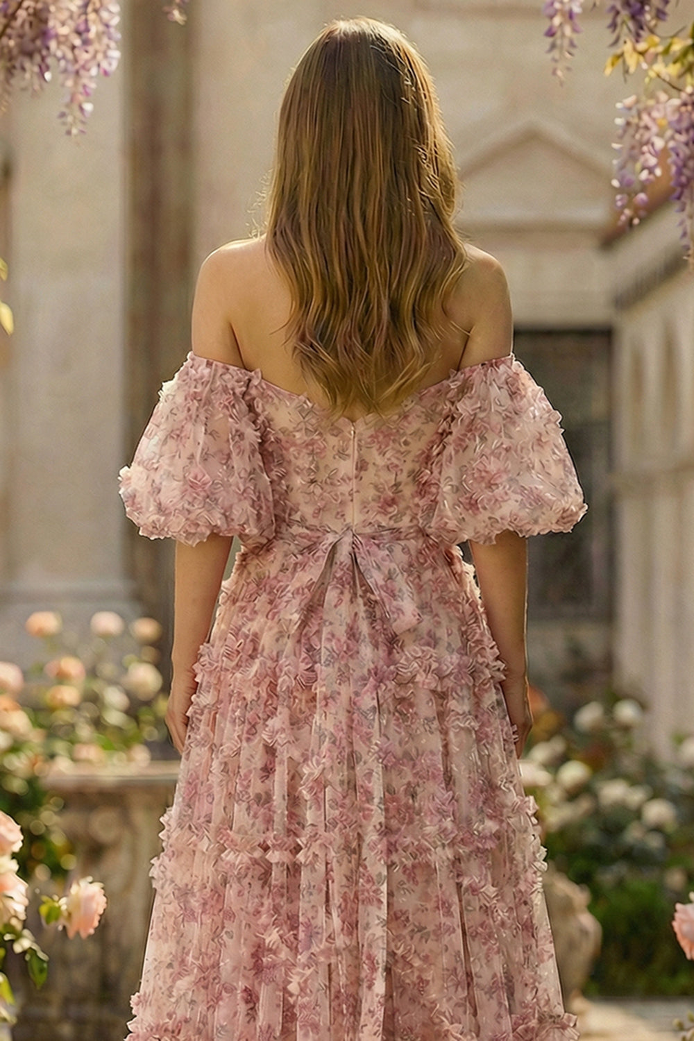 Off the Shoulder Plus Size A Line Ivory Red Floral Prom Dress
